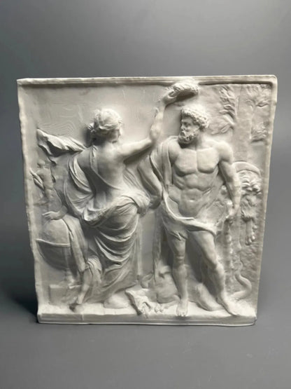 Nordic Retro Roman Hercules Sculpture Plaster Statue Plane Relief Artwork Desktop Ornaments Expanded Incense Stone Gift