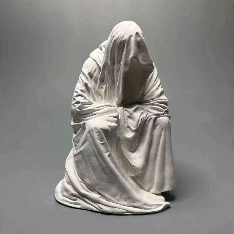 Ghost Wizard Death Robe Sculpture Art Figurine Room Decoration Creative Gypsum Ornaments European Retro Desktop Decor Statue