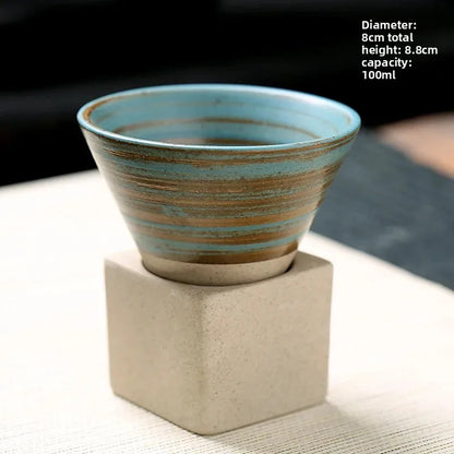 Creative coffee cup Japanese coarse pottery teacup cross-border explosion ceramic mug retro water cup conical cup