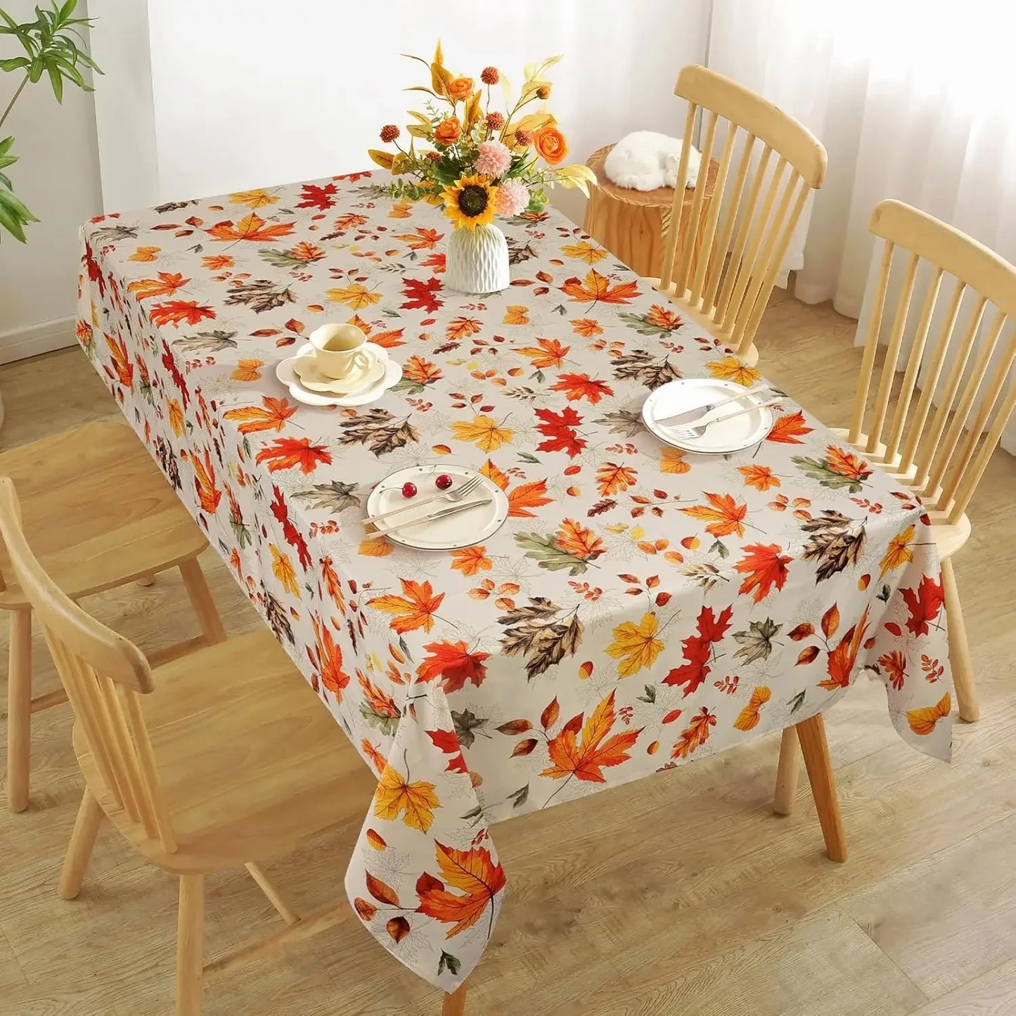 Autumn Maple Leaf Rectangle Tablecloth Table Decor Thanksgiving Waterproof Table Cloth for Wedding Party Thanksgiving Decoration