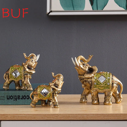 Statue d'éléphant en résine, artisanat décoratif, ornements de maison, sculpture de petits animaux, décoration de bibliothèque de salon