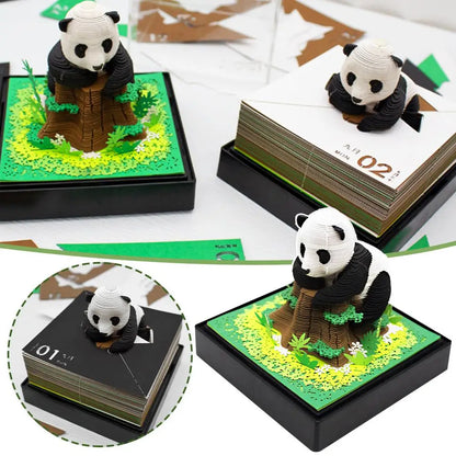 3D Panda 2024 Kalender Notizblock, kreativer Schreibtischkalender, Dekoration, Notizblock, Neuheit, Geburtstagsgeschenk, Weihnachtsgeschenk