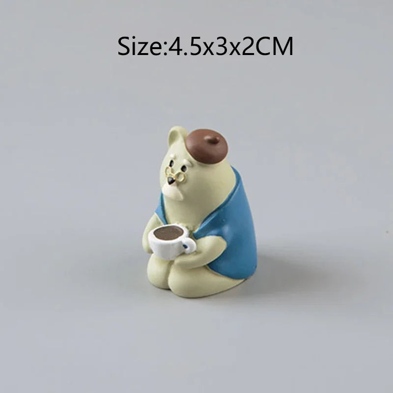Cartoon Cat Frog Bear Yellow Chair Computer Office Model Mini Action Figures Resin Home Decor Accessories Desktop Figurine Toys