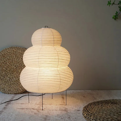 Japanese Wabi-sabi Tripod Floor Lamp Bedroom Bedside Living Dining Room Study Loft Decor Desk Light White Rice Paper Table Lamp
