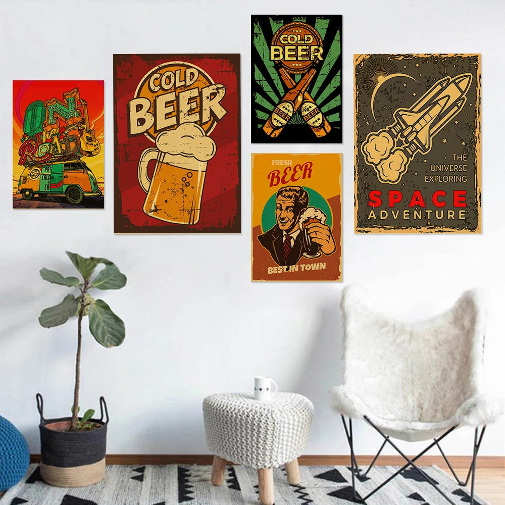 Affiche rétro de bière de Bar, affiches en papier Kraft, décor Vintage d'étudiant en médecine à domicile, affiche de peinture murale d'art médical