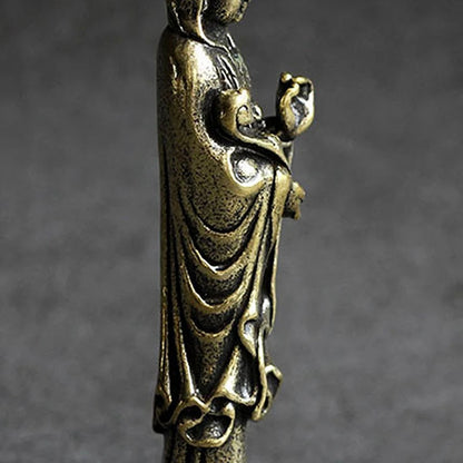 Miniatur-Buddha Guan Yin Bodhisattva Bronze Buddha Bronzestatue für kleine Landschaftsdekoration Antike Bronzeware