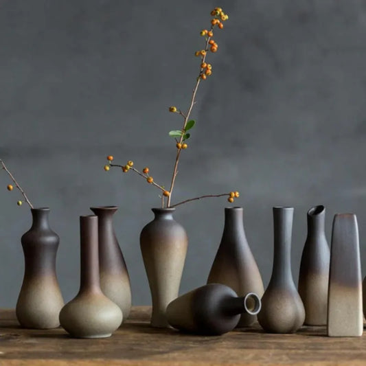 Vase Zen rétro chinois pour la décoration de table, insert de fleur en céramique, petit vase, dispositif de fleur hydroponique, décoration de table