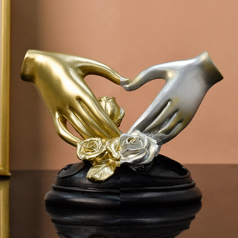 Statue de geste de main légère de luxe, Sculpture en or, Style européen, ornements d'armoire de salon, accessoires artisanaux en résine, décoration de maison