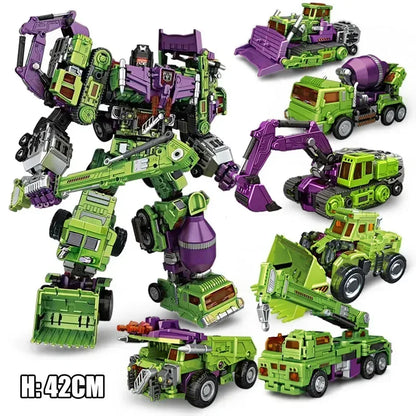 NBK 3349 Transformation Toy Devastator 6in1 Combiner Robot Action Movie Figures Model Bulldozer 42cm Oversize Deformation Car