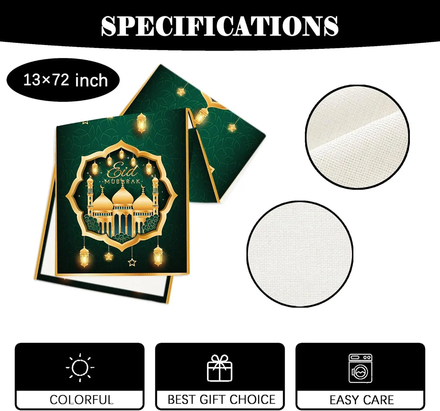 Ramadan Mubarak Linen Table Runner Holiday Party Decorations Ramadan Kareem Eid Mubarak Table Runners Kitchen Dining Table Decor