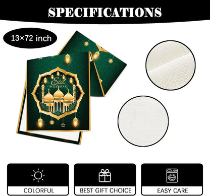 Ramadan Mubarak Linen Table Runner Holiday Party Decorations Ramadan Kareem Eid Mubarak Table Runners Kitchen Dining Table Decor