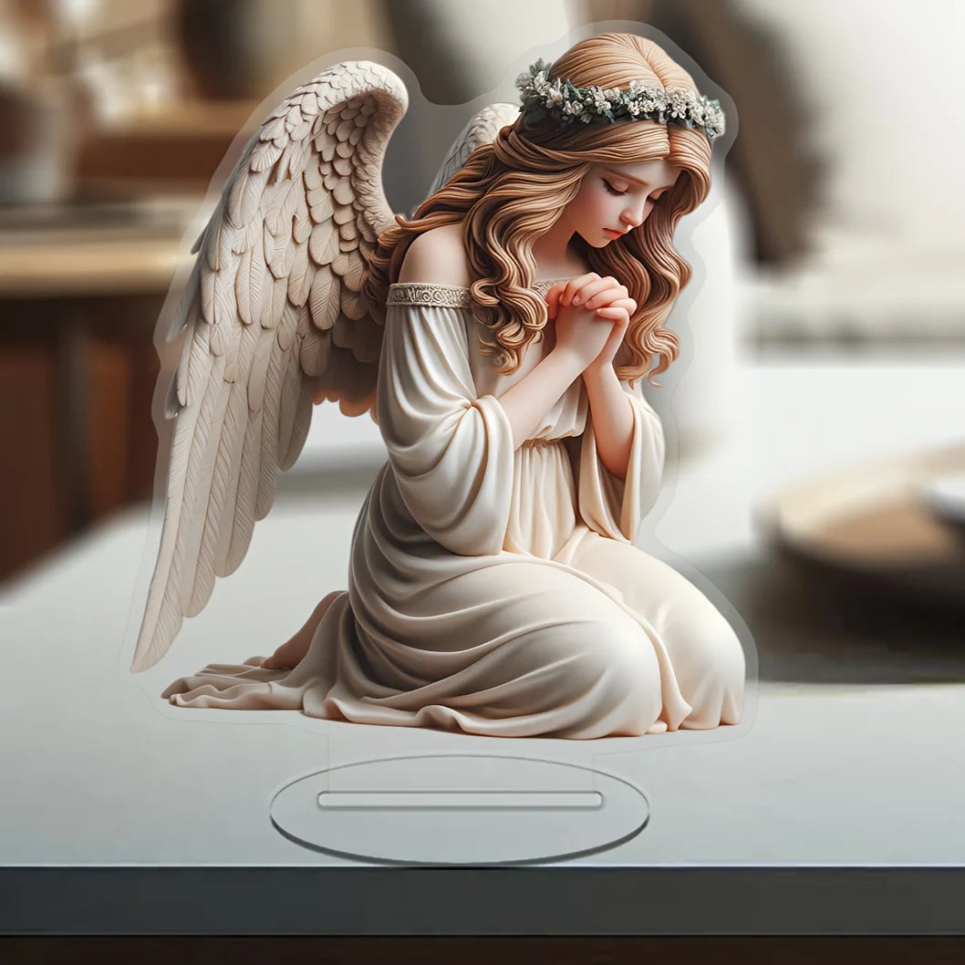 1 Elegant Prayer Angel, Decorative Plaque/2D Flat Decoration/perfect for Decorating Family Living Room Desk