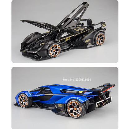 1:22 Lambor V12 GT P1 GTR Toys Models Alloy Diecast Cars Doors Opened Sports Car Rubber Tires Miniature Vehicle Toddler Gifts