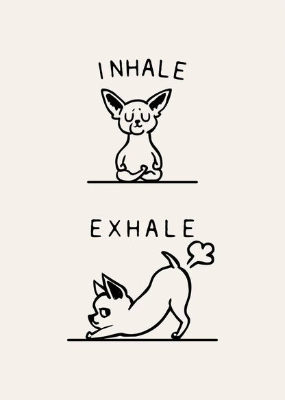 Inhale Exhale Poster Llama Sloth Husky Bulldog Dachshund Canvas Printing For Home Living Room Wall Decoration Frameless Painting