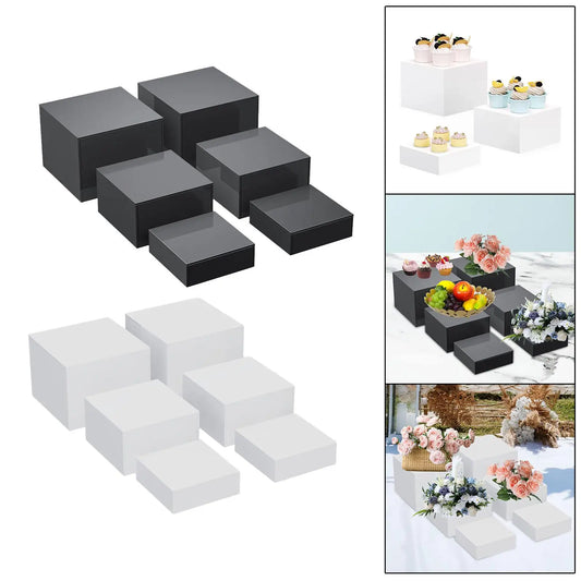 6Pcs Acrylic Display Stands with Hollow bottoms Food Risers Buffer Risers for Food Flower Arrangements Dessert Cake Cosmetics