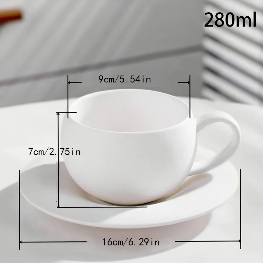 2PCS/Set High-end Coffee Cups And Saucers, High-value Ceramic Mugs, Business-style Latte Art Coffee Cups, Hand-pinched Cups