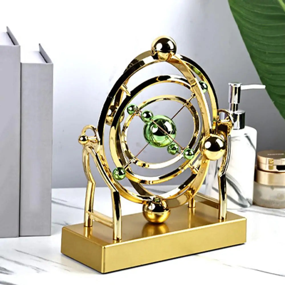 Celestial Orbit Pendulum Perpetual Motion Machine, Kinetic Art Desk Decor, Astronomy Model for Home Office, Rotating Sculpture