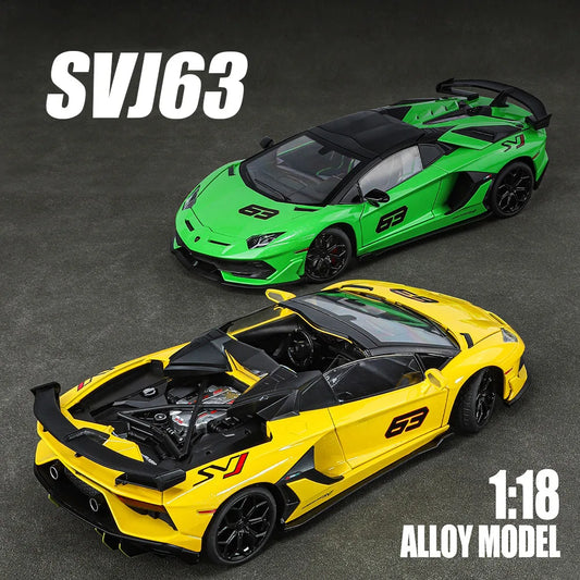 1:18 Alloy Lambor Aventador SVJ63 LP770 Models Cars Toys Doors Opened Miniature Car Wheel Steering Vehicles Child Adult Gifts