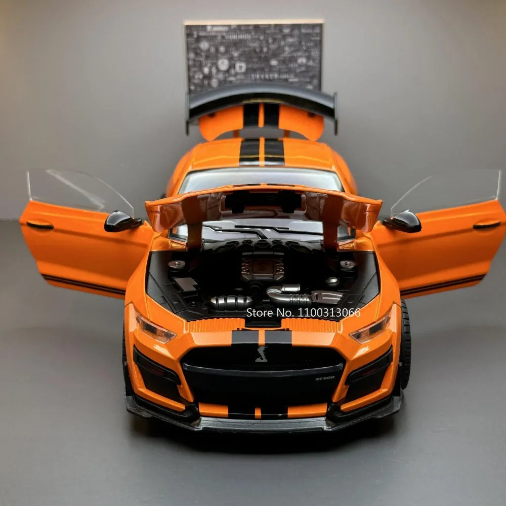 1/18 Mustang GT500 Toys Model Car Alloy Diecasts Vehicle Model with Light and Sound Super Sport Car for Boys Birthday Gifts