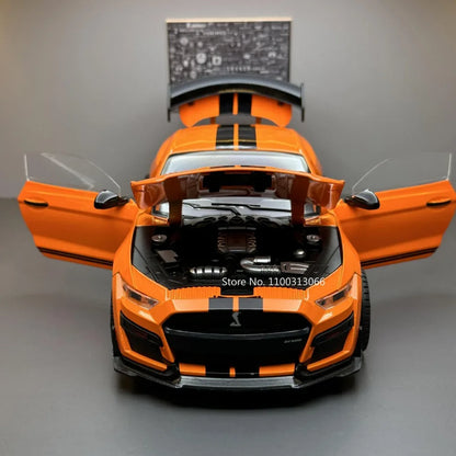 1/18 Mustang GT500 Toys Model Car Alloy Diecasts Vehicle Model with Light and Sound Super Sport Car for Boys Birthday Gifts