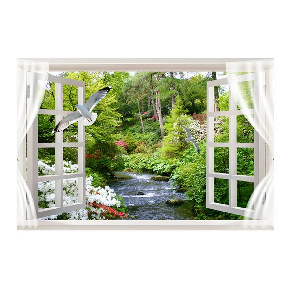 Window Effect Landscape Poster Bedroom Seascape Sea View Canvas Painting and Prints Wall Art Picture for Living Room Home Decor