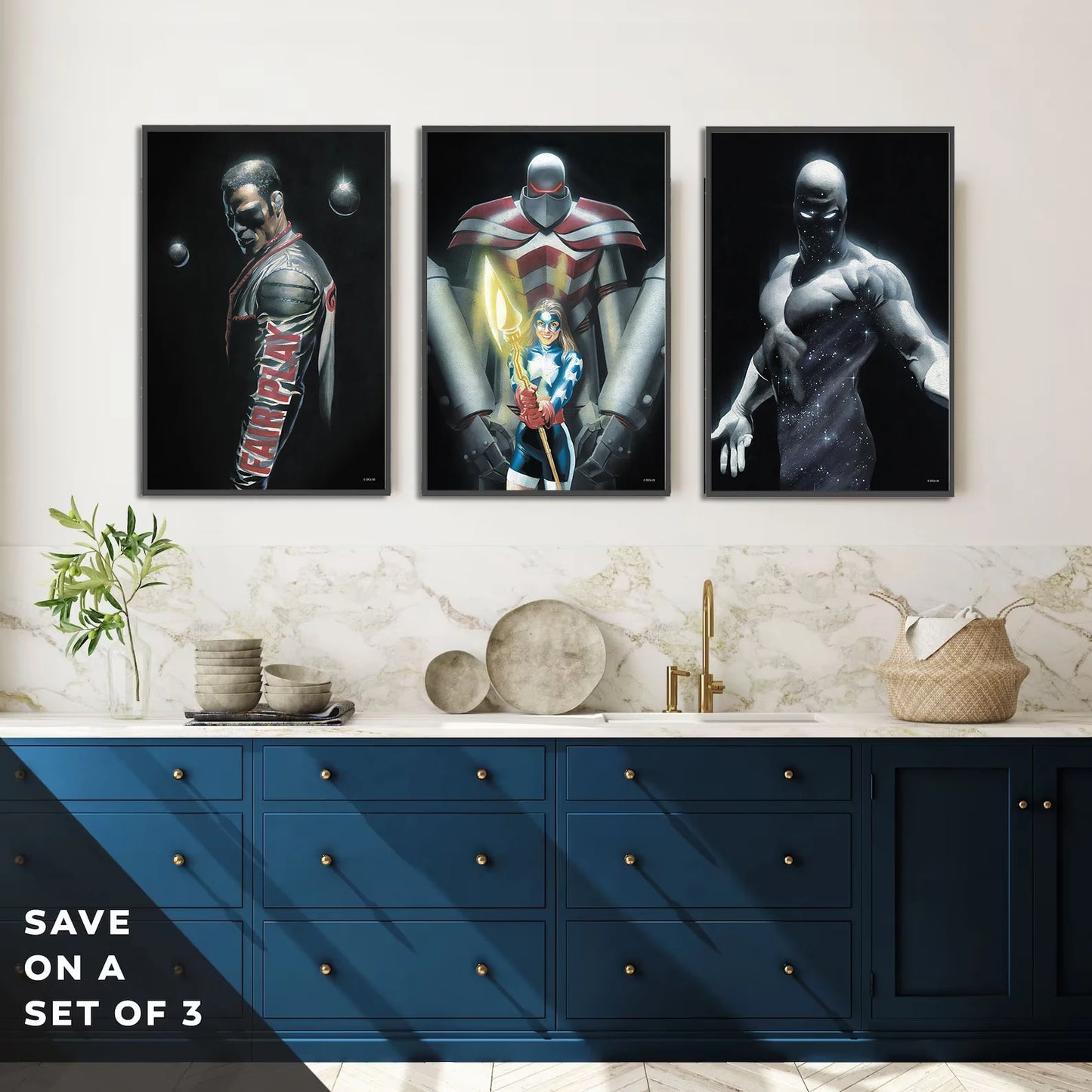 DC Heroes Ross Edition Superman Self-adhesive Poster Movie Wallpaper Figures Home Decoration Painting Wall Art Bedroom Cartoons