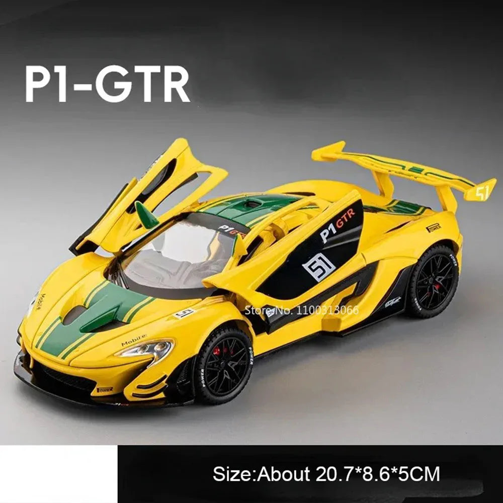 1:22 Lambor V12 GT P1 GTR Toys Models Alloy Diecast Cars Doors Opened Sports Car Rubber Tires Miniature Vehicle Toddler Gifts