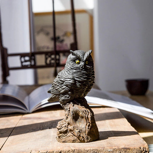 Creative Imitation Cast Iron Owl Ornaments Desktop Ornament Study Decor Handmade Animal Statues Desk Accessories Art Figurine
