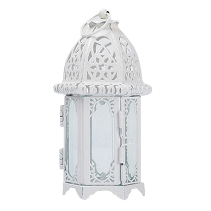 Glass Crystal Moroccan Candlestick Metal Hollow Candle Holder Home Coffee Shop Decoration Iron Hanging Candle Lantern
