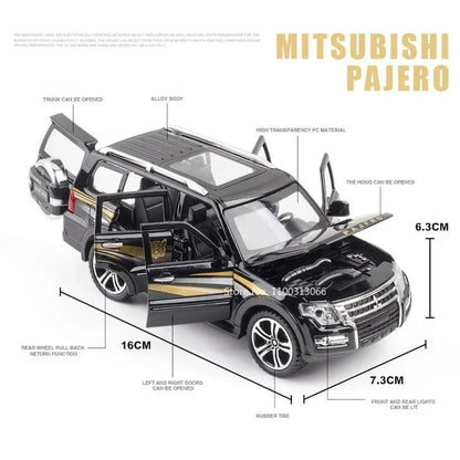 1:32 Mitsubishi Pajero Lancer Evolution IX SUV Alloy Toy Cars Models Sound Light Toys Pull Back Off Road Boys Gifts Collection