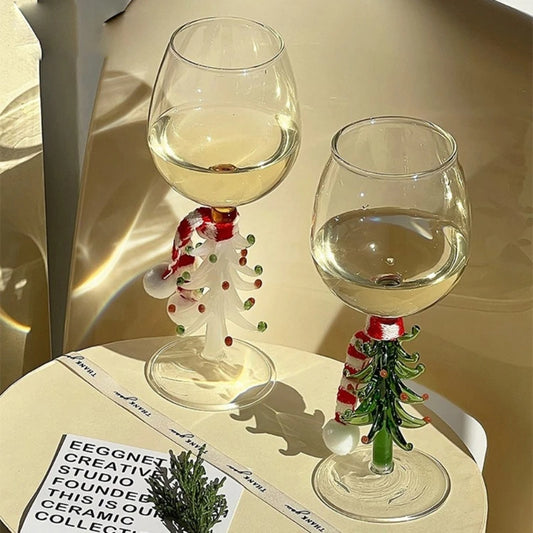 3D-Trinkglasbecher mit Weihnachtsbaumfigur im Inneren, stielloses Glas für Wein, Wasser, Milchkelch, Trinkglasbecher
