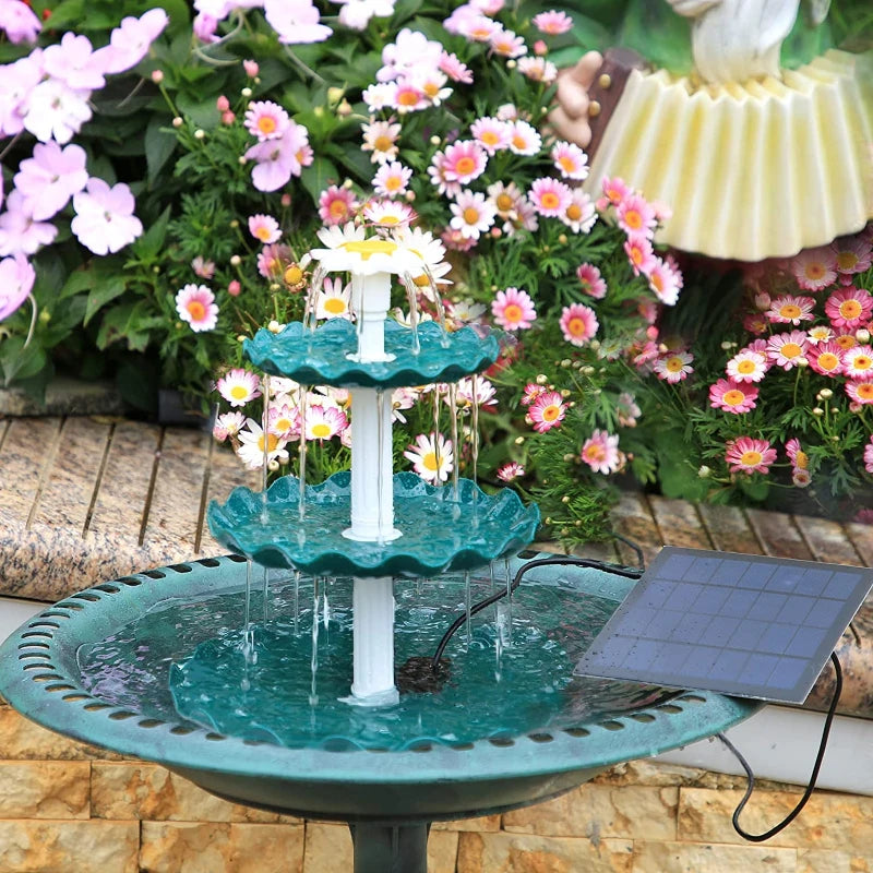 3 Tiered Bird Bath with 3W Solar Pump, DIY Solar Fountain Detachable and Suitable for Bird Bath, Garden Decoration