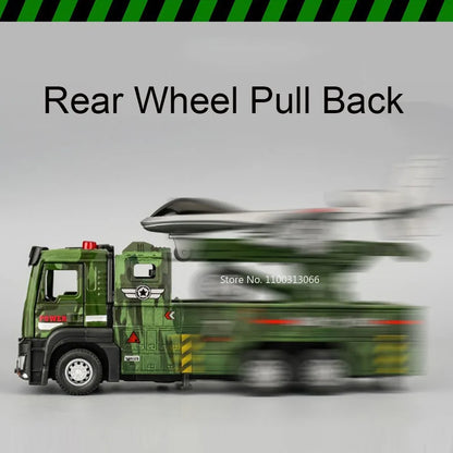 1:32 Military Drone Launch Vehicle Toys Cars Alloy Models Wheel Pull Back with Light Sound Miniature Car for Boys Birthday Gifts