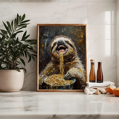 Lamian Noodles Animal Raccoon Hamster Bear Poster Canvas Printing Vintage Animals Kitchen Art Decor Home Dining Room Decoration