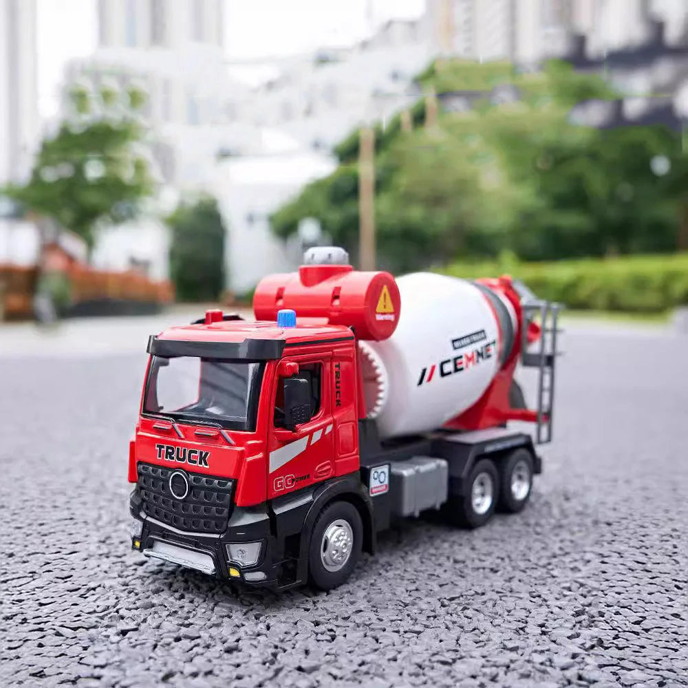 1/24 Alloy Electric Mixing Engineering Vehicle Model Car Toy Doors Can Opened Rubber Tires Vehicles for Boys Adult Festival Gift