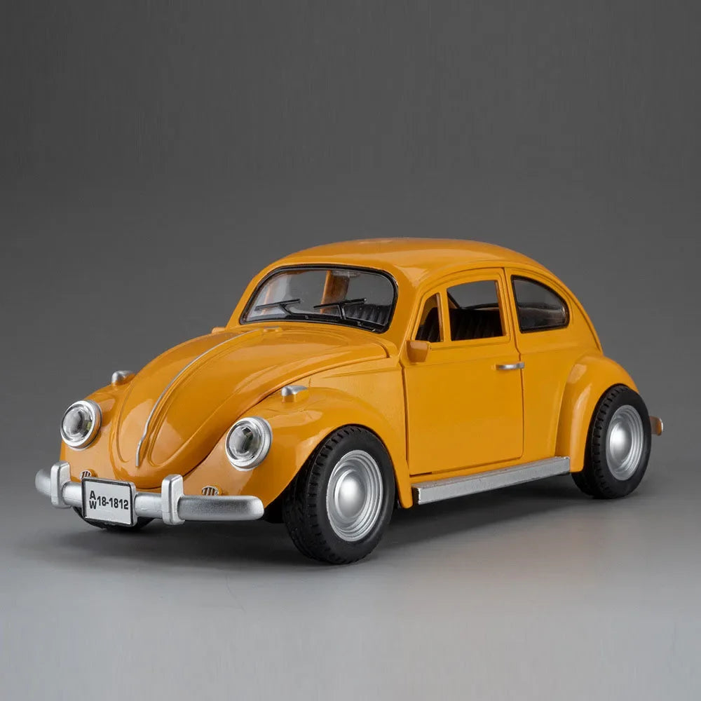 1:18 Scale Beetle 1955 Models Cars Alloy Diecast Toys Light Music Car Rubber Tires Pull Back Vehicles for Kids Collection Gifts