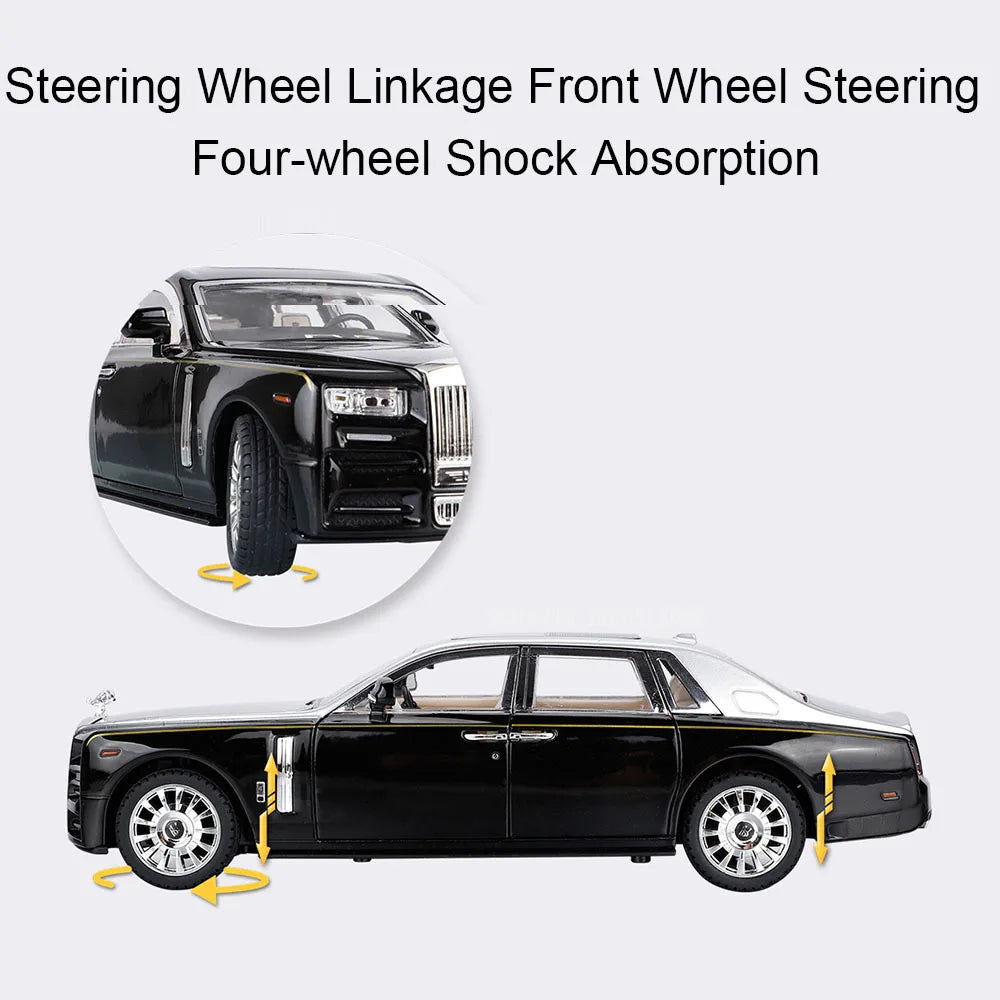 1:24 Mansory Rolls-Royce Phantom HONGQI HS9 Models Toys Cars Wheel Pull Back Miniature Car 6 Doors Opened Vehicles Kids Gifts