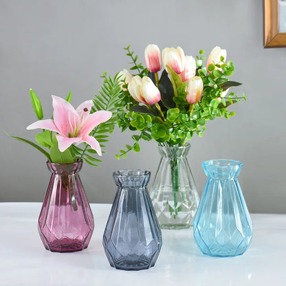Transparent Simple Glass Flower Vase Small Fresh Flower Pot Storage Bottle Home Living Room Decor Ornaments Flower Arrangement