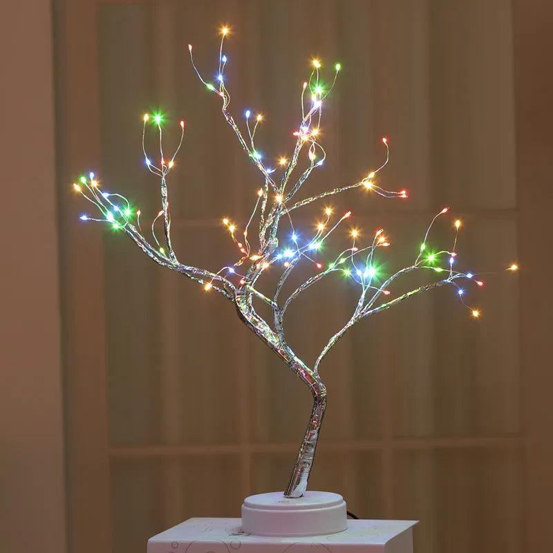 Lampe d'arbre de table, lumières LED décoratives alimentées par USB ou piles AA pour chambre à coucher, fête à domicile