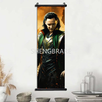 Marvel The Avengers Movie Loki Hanging Scroll Poster Artwork Home Decoration Decor Avengers Wallpaper Canvas Painting Print Gift