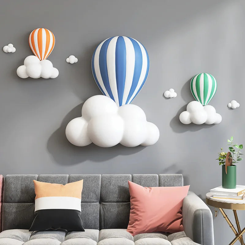 Nordic Hot Air Balloon 3D Wall Decor Living Room Sofa Background Art Wall Decor Modern Home Christmas Decorations Handicrafts