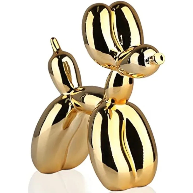 Animals Figurine Resin Cute Shiny Balloon Dog Shape Statue Art
