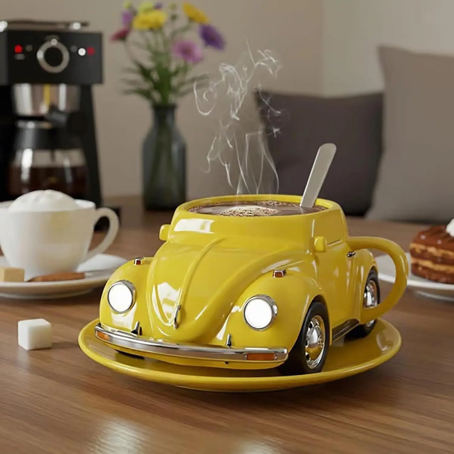 Beetle Car Coffee Mug Funny Semi Truck Heat Resist Coffee Cup Resin Creative Tea Cups Handmade Unique Drinkware for Home Kitchen