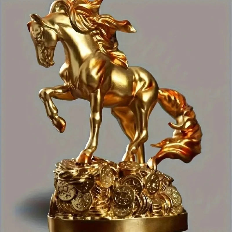 1 piece - Horse statue decorative art, wealth prophecy statue, suitable for home living room, bar, coffee shop, room decoration