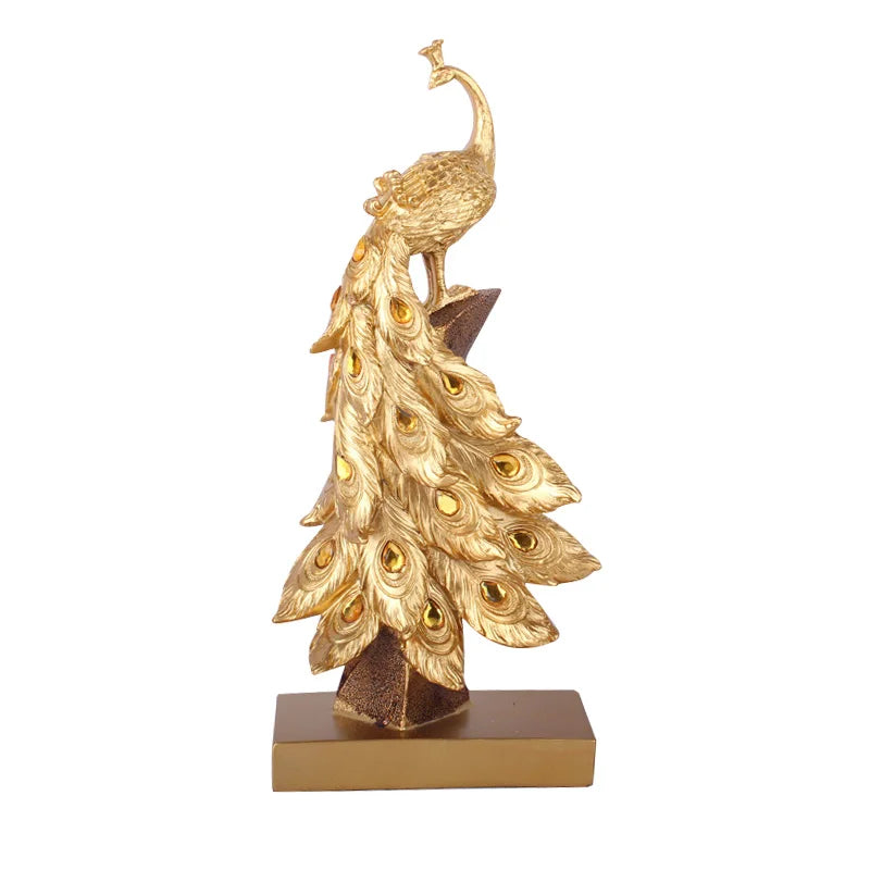 Creative Resin Golden Peacock Ornaments Figurine Miniatures Nordic Ins Table Home Decor Statue Home Art Craft Photography Props