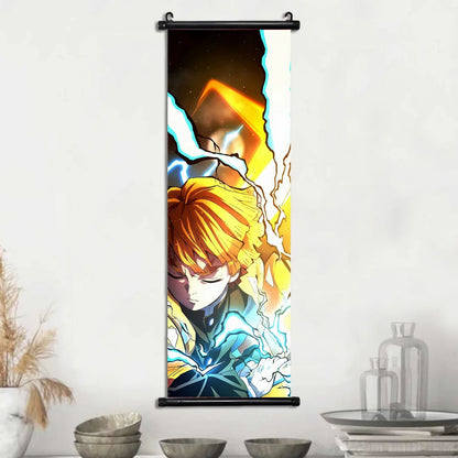 Demon Slayer Hashira Nezuko Agatsuma Zenitsu Inosuke Scroll Canvas Wall Hanging Painting Home Decor Anime Poster Wall Art Room