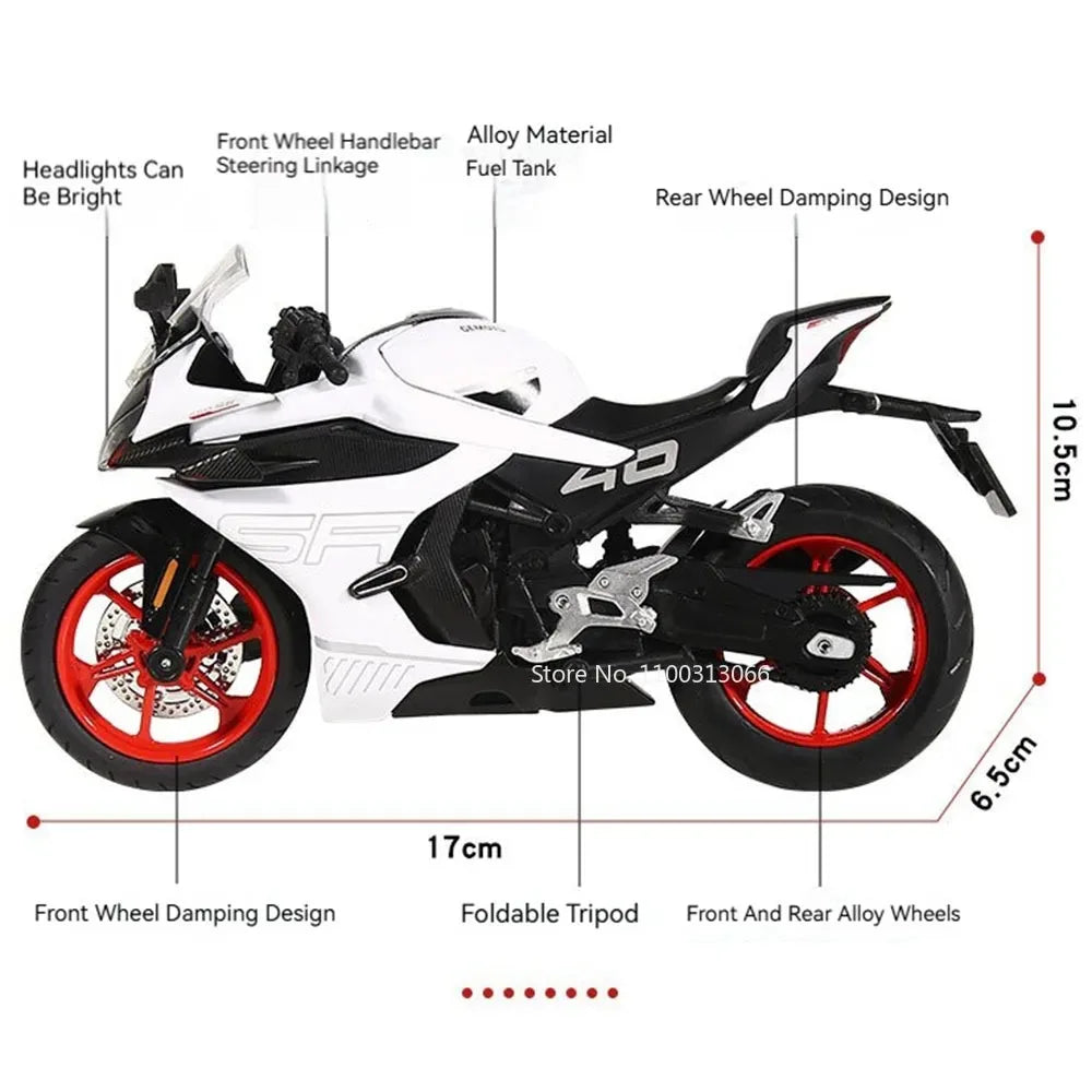 1:12 600RS Spring Breeze 450SR Motorcycles Toys Cars Models Rubber Tires Wheels Shock Absorption Miniature Vehicles Boys Gifts