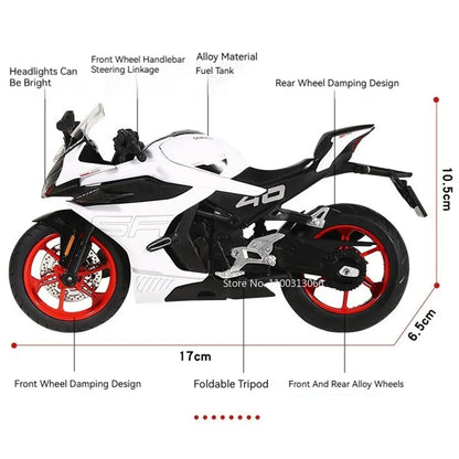 1:12 600RS Spring Breeze 450SR Motorcycles Toys Cars Models Rubber Tires Wheels Shock Absorption Miniature Vehicles Boys Gifts
