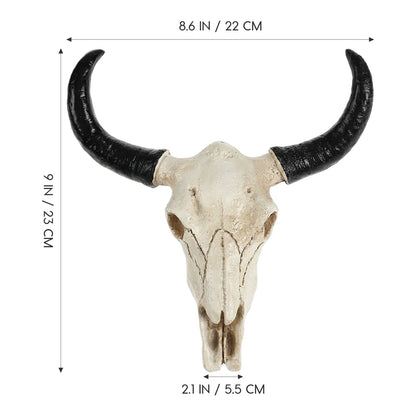 Long Horn Cow Skull Wall Hanging Longhorn Steer 3D Creative Animal Sculpture Home Resin Bull Horn Figurines Crafts Ornaments
