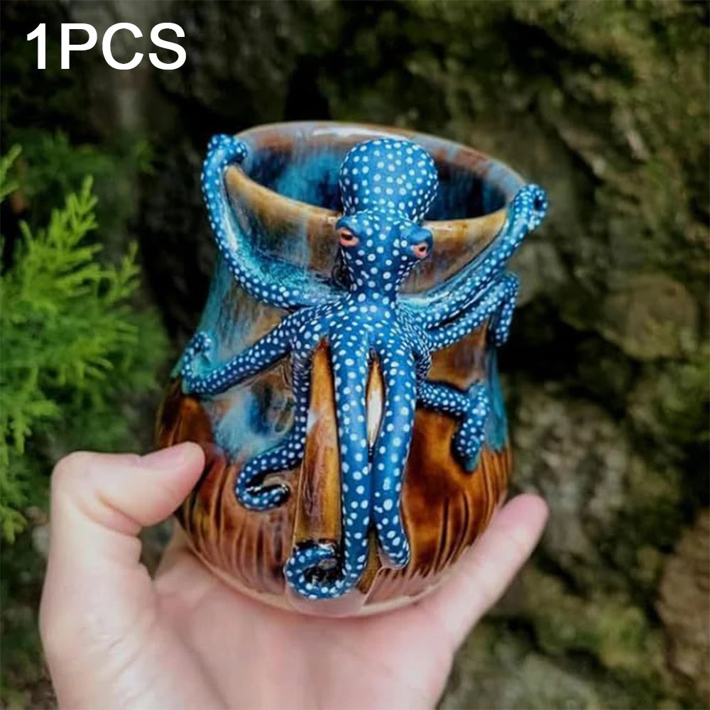 New Deep Blue Octopus Mug Home Deep Blue Octopus Resin Mark Coffee Cup
